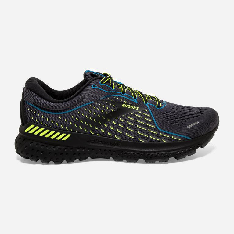 Brooks Adrenaline Gts 21 Australia - Men's Road Running Shoes - Black/Blue Jewel/GreenYellow//Nightl